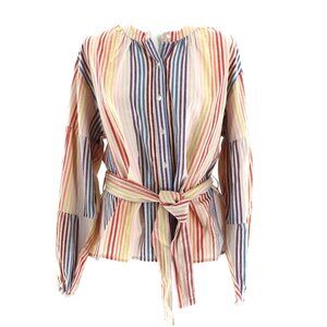 FRNCH Colorful Striped Tie-Waist Blouse